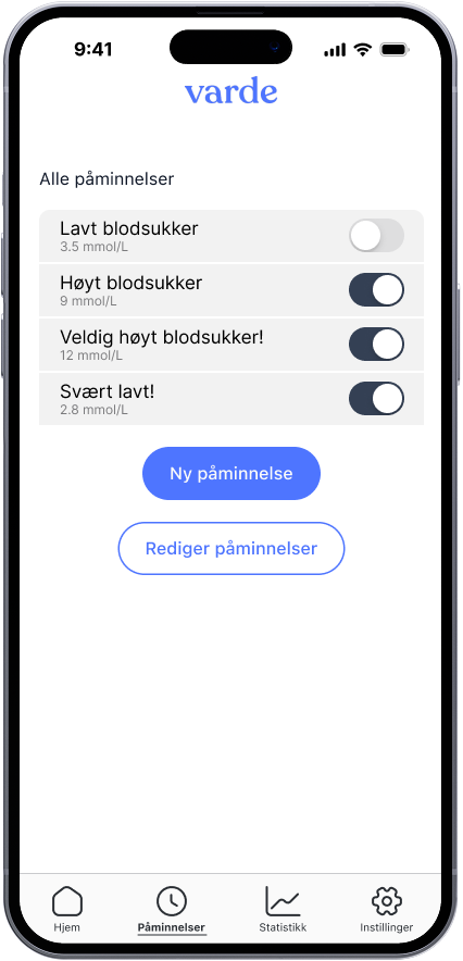 Glucose alarm configuration interface